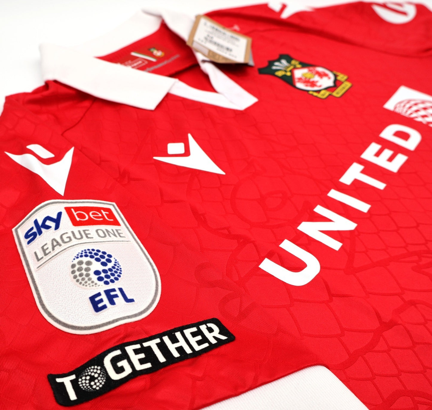 BNWT 2024 2025 WREXHAM A.F.C MACRON HOME SHIRT PALMER 9 + PATCHES / MEDIUM