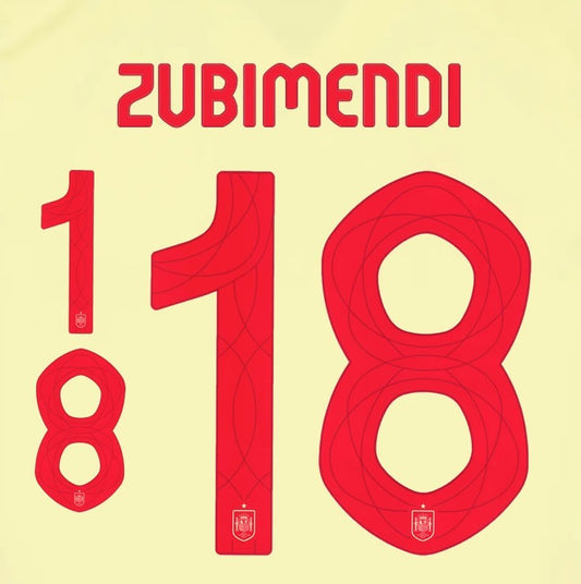 2024 2025 OFFICIAL SPAIN ZUBIMENDI 18 AWAY PLAYER SIZE NAMESET
