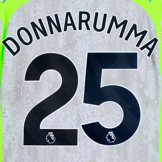 2025 2026 MANCHESTER CITY DONNARUMMA 25 BLACK 3RD PLAYER SIZE NAME SET