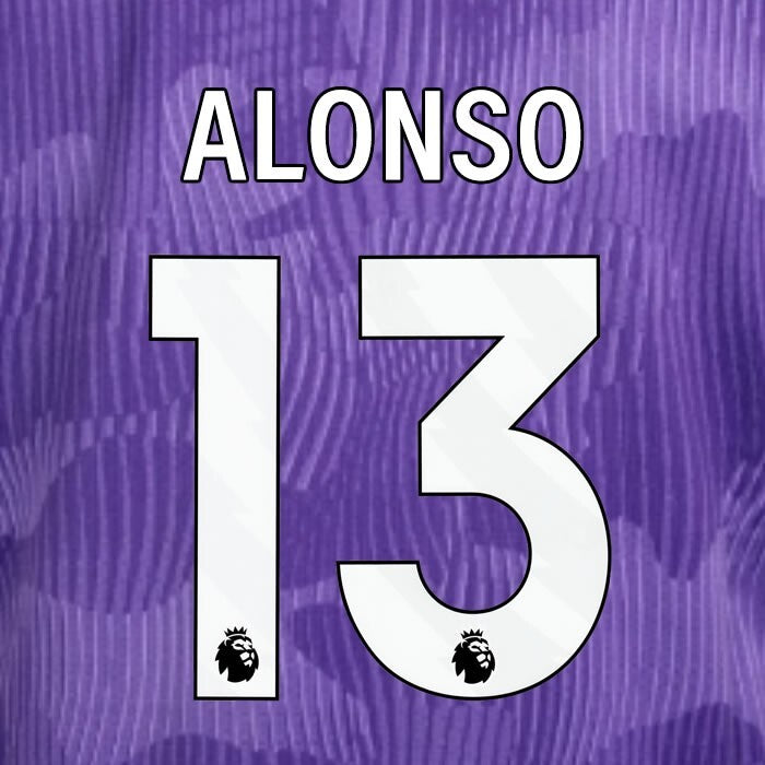 2023 2024 OFFICIAL LIVERPOOL ALONSO 13 WHITE 3RD PLAYER SIZE NAMESET