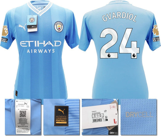 BNWT 2023 2024 MAN CITY PUMA HOME GVARDIOL 24 + PATCHES SHIRT MEN'S MEDIUM