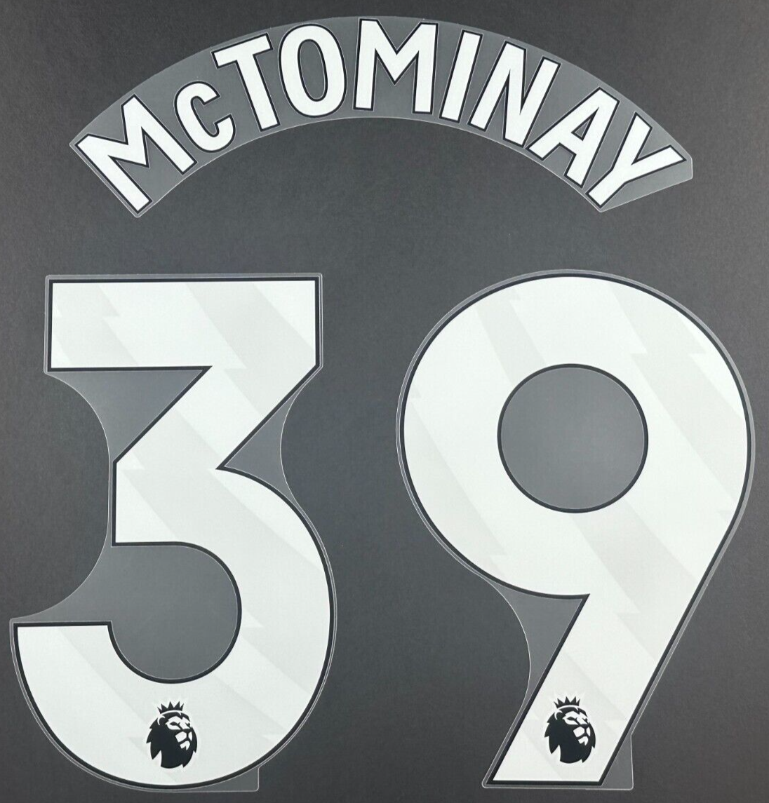 MAN UTD 23 - 24 McTOMINAY 39 OFFICIAL AVERY DENNISON WHITE PLAYER SIZE NAME SET