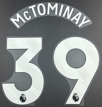 MAN UTD 23 - 24 McTOMINAY 39 OFFICIAL AVERY DENNISON WHITE PLAYER SIZE NAME SET