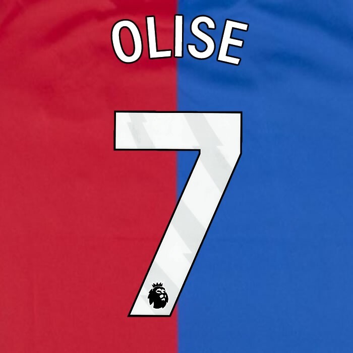 2023 2024 OFFICIAL CRYSTAL PALACE OLISE 7 WHITE HOME PLAYER SIZE NAMESET