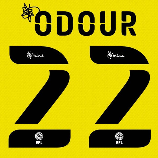 BARNSLEY 2020 2021 OFFICIAL ODOUR 22 3RD PLAYER SIZE NAME SET
