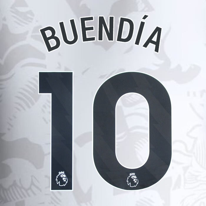 2023 2024 ASTON VILLA BUENDIA 10 OFFICIAL BLACK AWAY PLAYER SIZE NAMESET