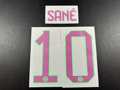 2023 2024 OFFICIAL BAYERN MUNICH SANE 10 AWAY PURPLE KIDS SIZE NAMESET