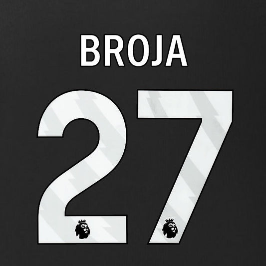 2025 2026 BURNLEY BROJA 27 OFFICIAL WHITE 3RD PLAYER SIZE NAMESET