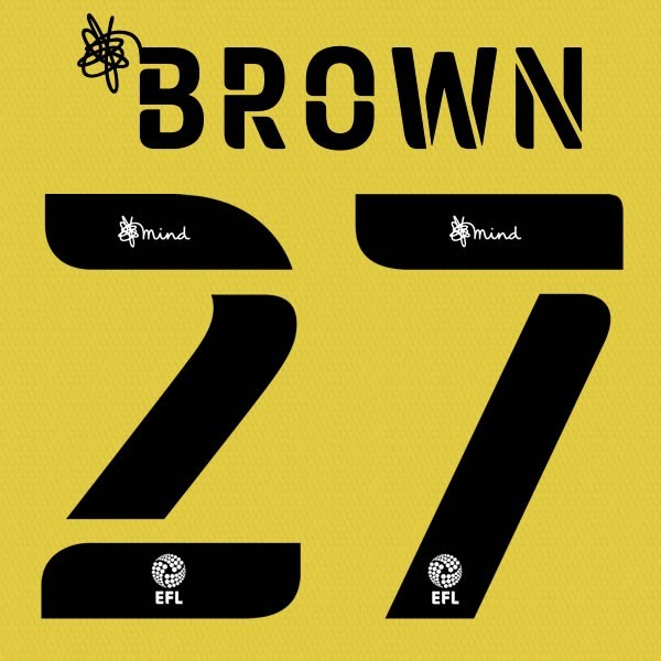 HUDDERSFIELD 2020 2021 OFFICIAL BROWN 27 3RD PLAYER SIZE NAME SET