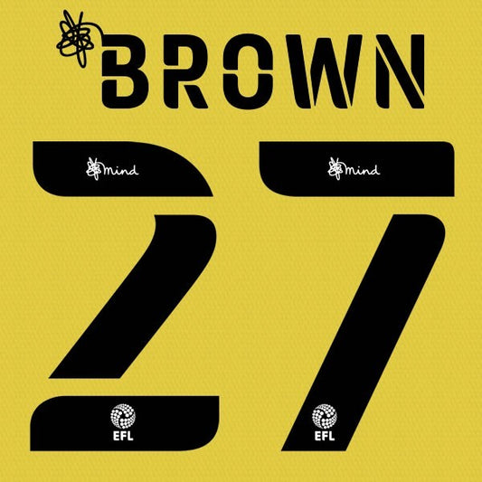 HUDDERSFIELD 2020 2021 OFFICIAL BROWN 27 3RD PLAYER SIZE NAME SET