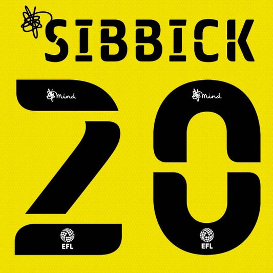 BARNSLEY 2020 2021 OFFICIAL SIBBICK 20 3RD PLAYER SIZE NAME SET