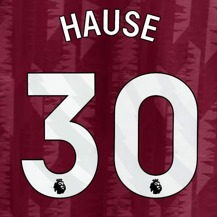 2023 2024 ASTON VILLA HAUSE 30 OFFICIAL WHITE HOME PLAYER SIZE NAMESET