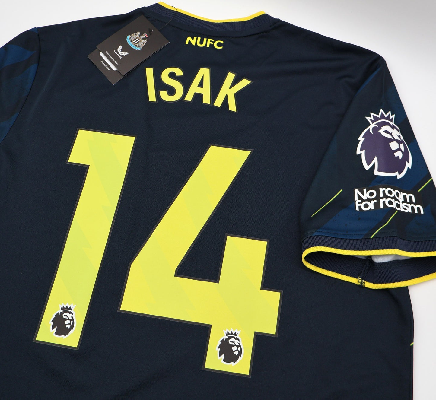 BNWT NEWCASTLE UNITED CASTORE AWAY 2023 2024 ISAK 14 + PATCHES SHIRT MENS LARGE