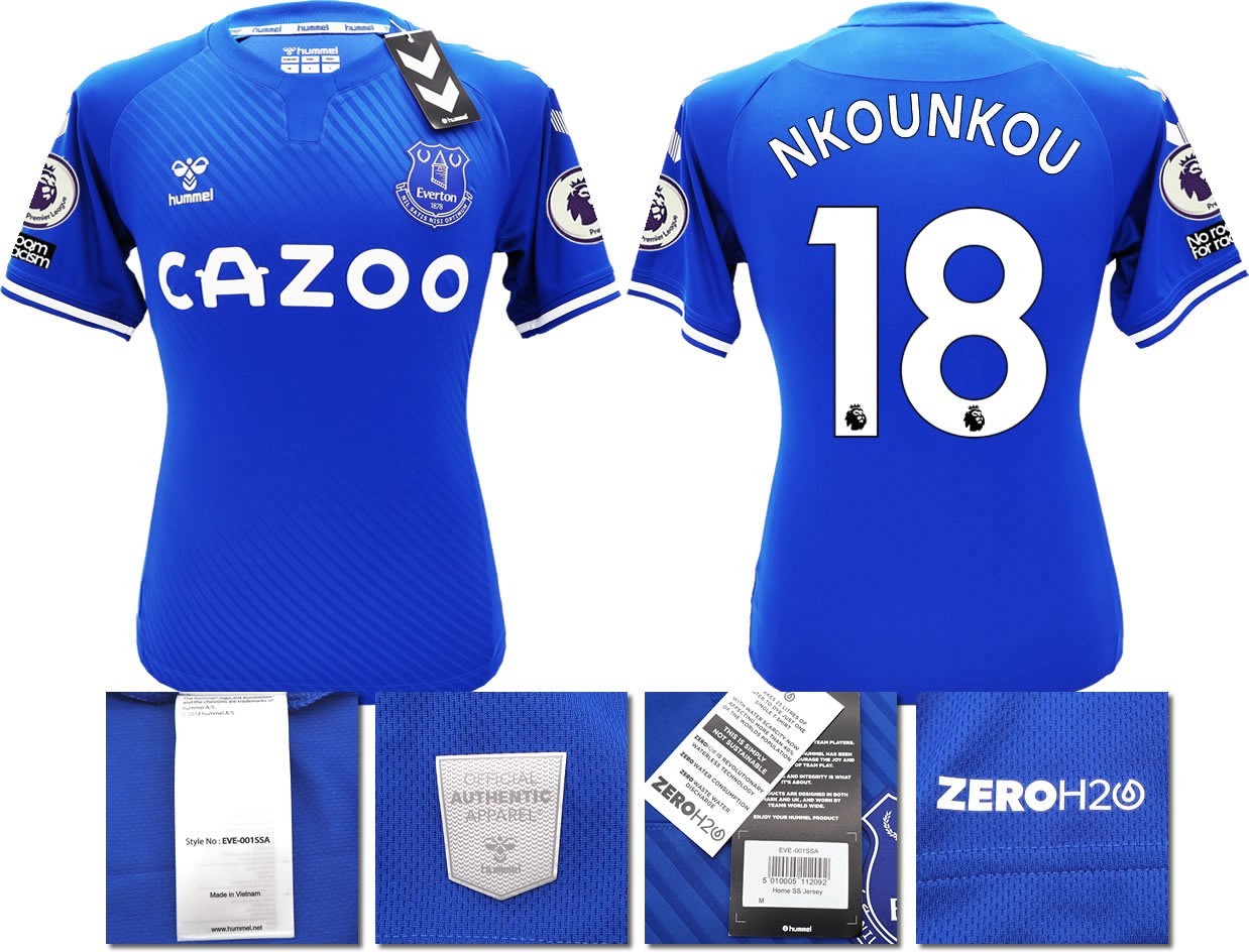 BNWT 2020 2021 HUMMEL EVERTON HOME SHIRT MEN'S NKOUNKOU 18 + PATCHES