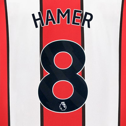 2023 2024 SHEFFIELD UNITED OFFICIAL HAMER 8 BLACK HOME PLAYER SIZE NAMESET