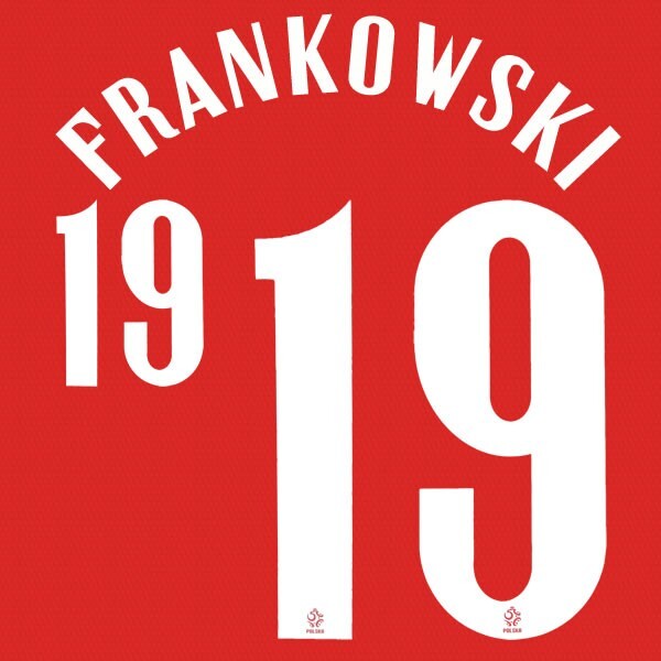 2020 2021 OFFICIAL POLAND FRANKOWSKI 19 AWAY WHITE PLAYER SIZE NAMESET