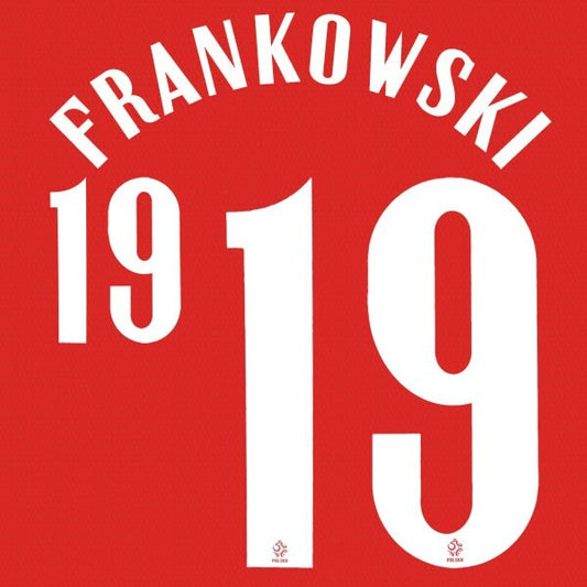 2020 2021 OFFICIAL POLAND FRANKOWSKI 19 AWAY WHITE PLAYER SIZE NAMESET