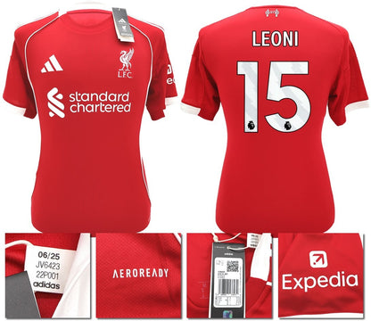 BNWT 2025 2026 LIVERPOOL ADIDAS HOME SHIRT LEONI 15 + PACTHES MEN'S