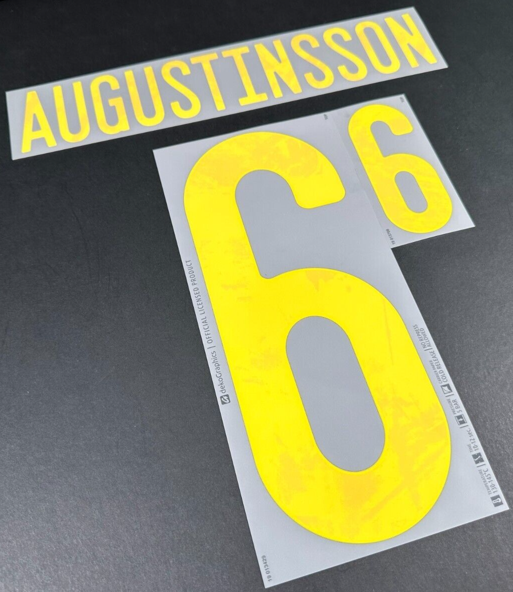 SWEDEN 2020 2021 OFFICIAL DekoGraphics AUGUSTINSSON 6 AWAY PLAYER SIZE NAMESET