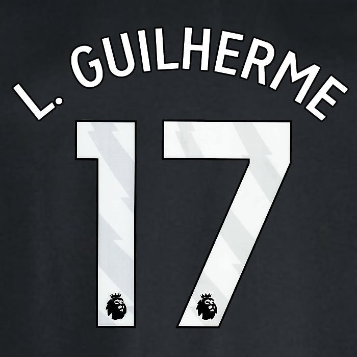 2024 2025 WEST HAM L GUILHERME 17 OFFICIAL WHITE AWAY PLAYER SIZE NAMESET