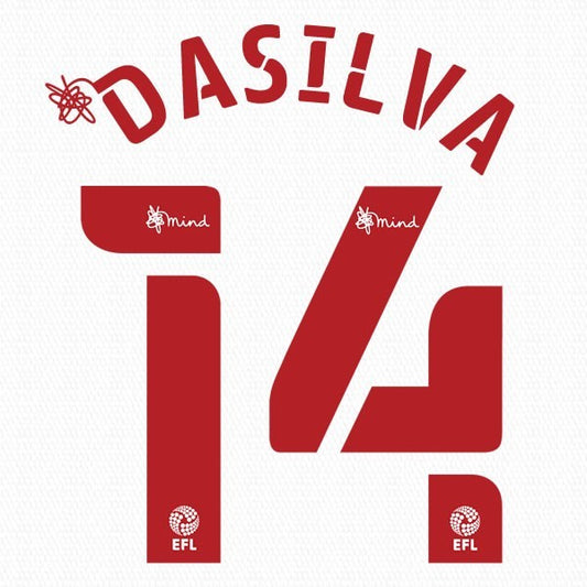 BRENTFORD 2020 2021 OFFICIAL DASILVA 14 3RD PLAYER SIZE NAME SET