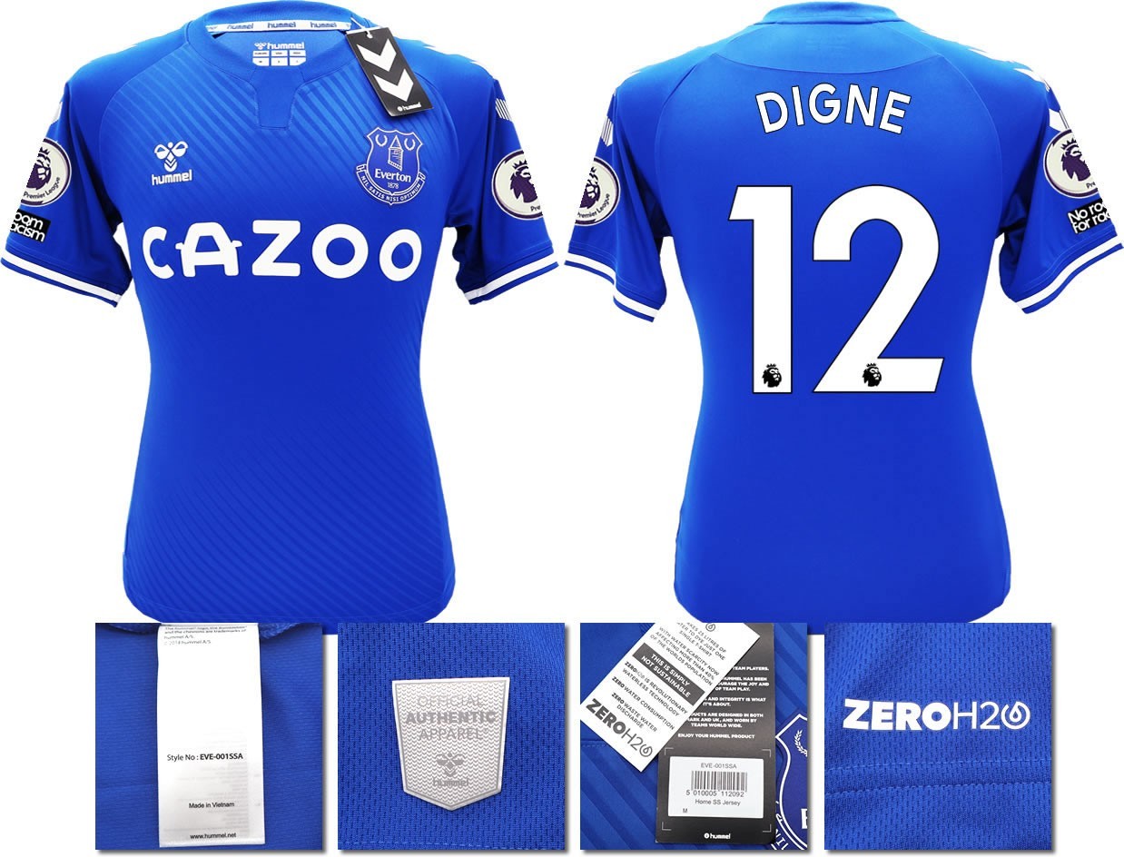 BNWT 2020 2021 HUMMEL EVERTON HOME SHIRT MEN'S DIGNE 12 + PATCHES