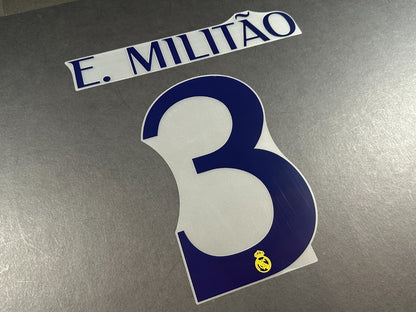 2023 2024 AVERY DENNISON REAL MADRID E. MILITAO 3 HOME PLAYER SIZE NAMESET