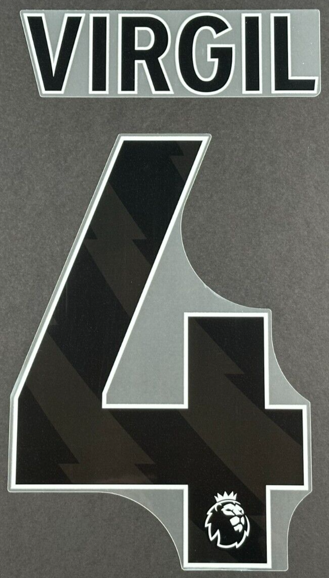 2023 2024 LIVERPOOL VIRGIL 4 OFFICIAL AVERY DENNISON BLACK PLAYER SIZE NAME SET