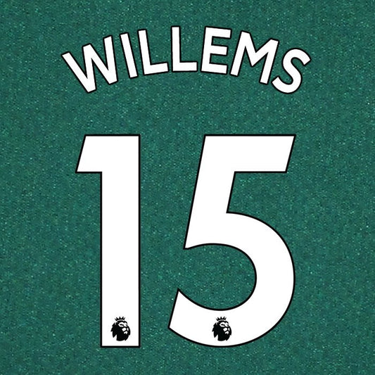 NEWCASTLE UNITED 19-23 WILLEMS 15 OFFICIAL AVERY DENNISON WHITE PLAYER SIZE SET