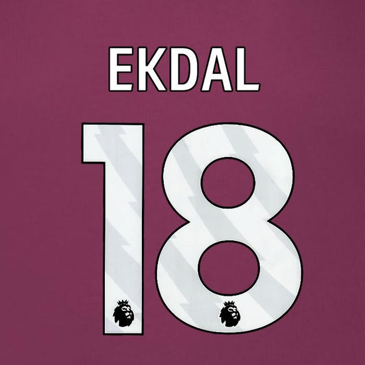 2025 2026 BURNLEY EKDAL 18 OFFICIAL WHITE HOME PLAYER SIZE NAMESET