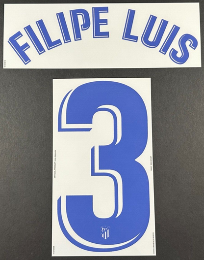 2018 2019 OFFICIAL ATLETICO FILIPE LUIS 3 AWAY PLAYER SIZE NAMESET