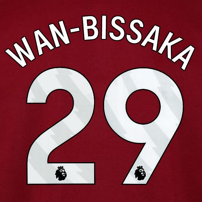 2025 2026 WEST HAM WAN BISSAKA 29 OFFICIAL WHITE HOME PLAYER SIZE NAMESET