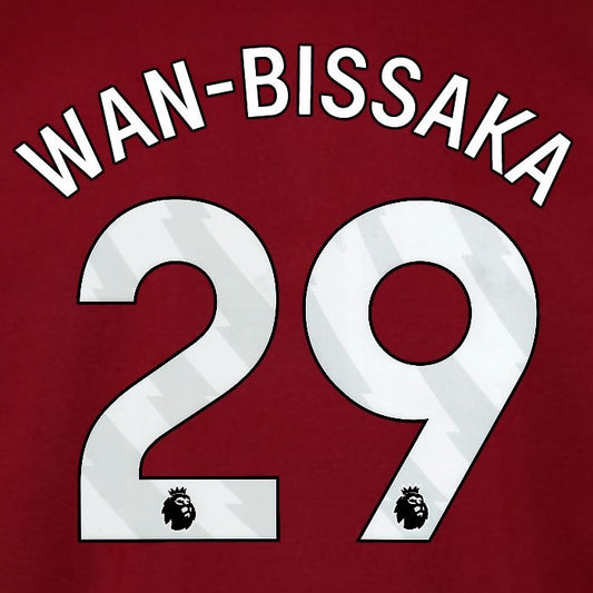 2025 2026 WEST HAM WAN BISSAKA 29 OFFICIAL WHITE HOME PLAYER SIZE NAMESET