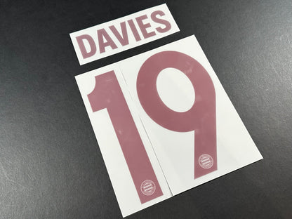 2024 2025 OFFICIAL BAYERN DAVIES 19 THIRD 3RD UCL RED PLAYER SIZE NAMESET