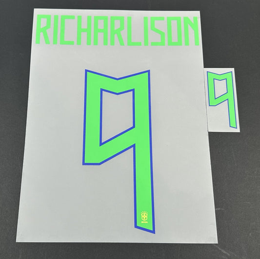BRAZIL 2022 2023 OFFICIAL RICHARLISON 9 HOME PLAYER SIZE NAMESET