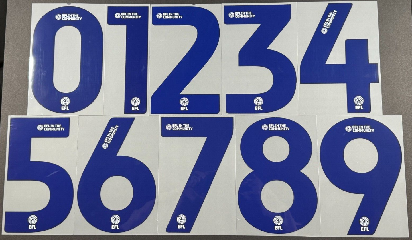 2024 2025 OFFICIAL EFL FOOTBALL LEAGUE BLUE PLAYER SIZE SHIRT NUMBERS