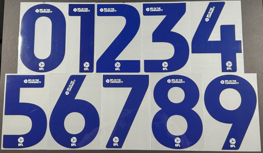 2024 2025 OFFICIAL EFL FOOTBALL LEAGUE BLUE PLAYER SIZE SHIRT NUMBERS