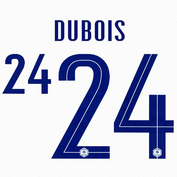 FRANCE 2020 2021 OFFICIAL DUBOIS 24 AWAY PLAYER SIZE NAMESET