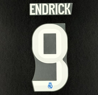 2025 2026 REAL MADRID ENDRICK 9 OFFICIAL 3RD KIDS SIZE NAMESET