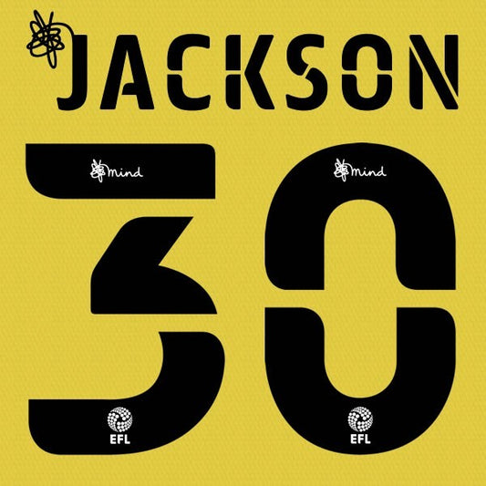 HUDDERSFIELD 2020 2021 OFFICIAL JACKSON 30 3RD PLAYER SIZE NAME SET