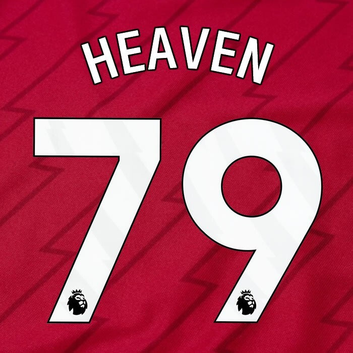 ARSENAL 2023/24 HEAVEN 79 OFFICIAL AVERY DENNISON WHITE PLAYER SIZE NAME SET
