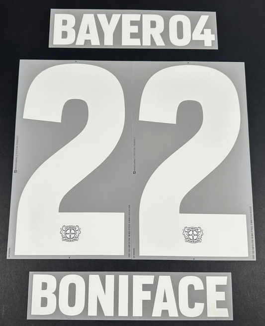 23 / 24 DekoGraphics BAYER LEVERKUSEN BONIFACE 22 3RD THIRD PLAYER SIZE NAME SET