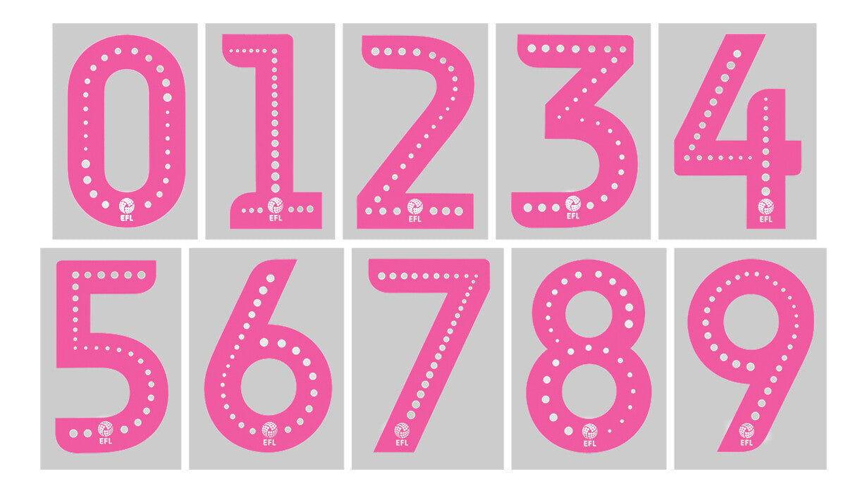 2019 2020 OFFICIAL EFL FOOTBALL LEAGUE PINK PLAYER SIZE SHORT NUMBERS
