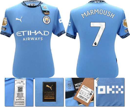 BNWT 24 25 MAN CITY PUMA HOME MARMOUSH 7 + PATCHES FOOTBALL SHIRT MEN'S MEDIUM