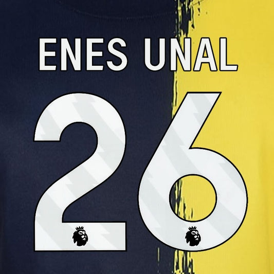 2023 2024 BOURNEMOUTH ENES UNAL 26 WHITE 3rd PLAYER SIZE NAME SET