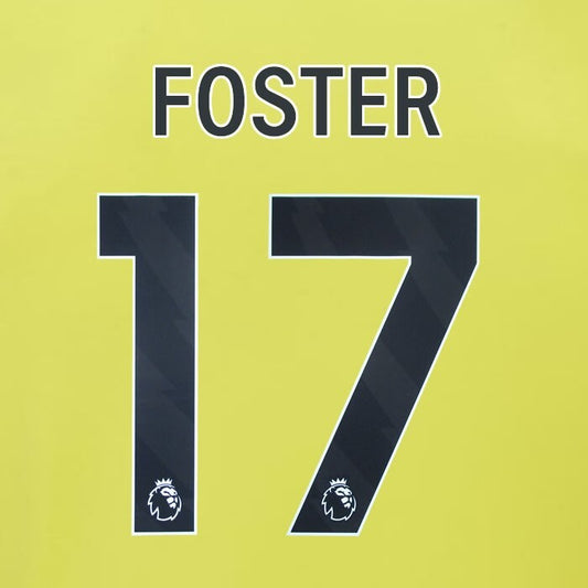 2023 2024 BURNLEY FOSTER 17 OFFICIAL BLACK AWAY PLAYER SIZE NAMESET