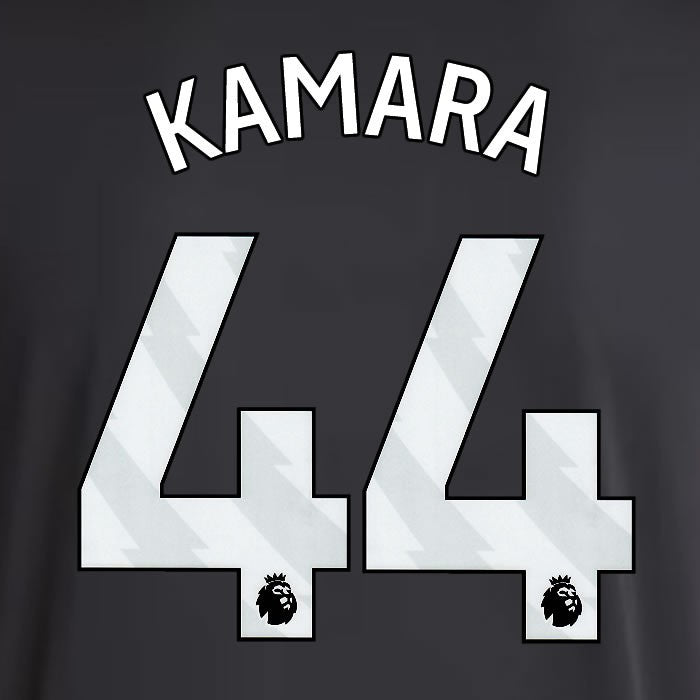 2025 2026 ASTON VILLA KAMARA 44 OFFICIAL WHITE AWAY PLAYER SIZE NAMESET