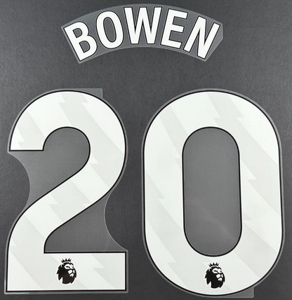 WEST HAM 2023-2025 BOWEN 20 OFFICIAL AVERY DENNISON WHITE PLAYER SIZE NAME SET
