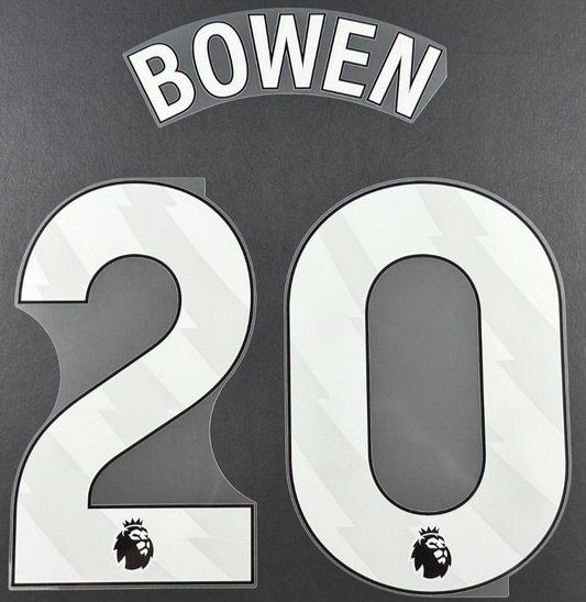 WEST HAM 2023-2025 BOWEN 20 OFFICIAL AVERY DENNISON WHITE PLAYER SIZE NAME SET