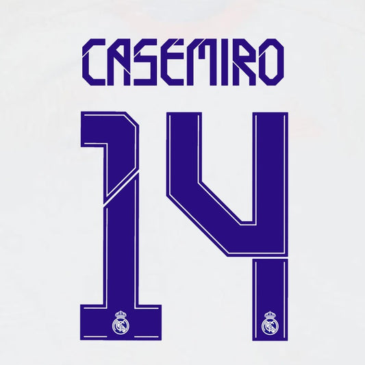 2021 2022 AVERY DENNISON REAL MADRID CASEMIRO 14 HOME PLAYER SIZE NAMESET
